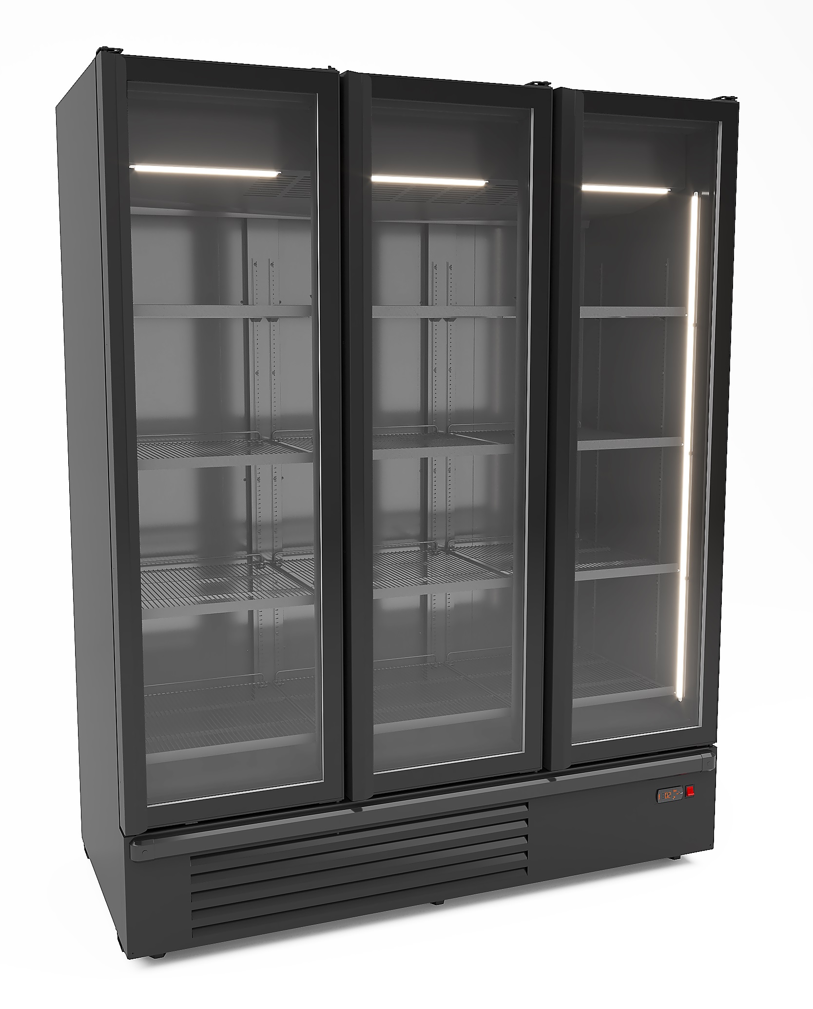 RÉFRIGÉRATEUR 3 PORTES EN VERRE NOIR 1555L COMBESTEEL 7072.1120