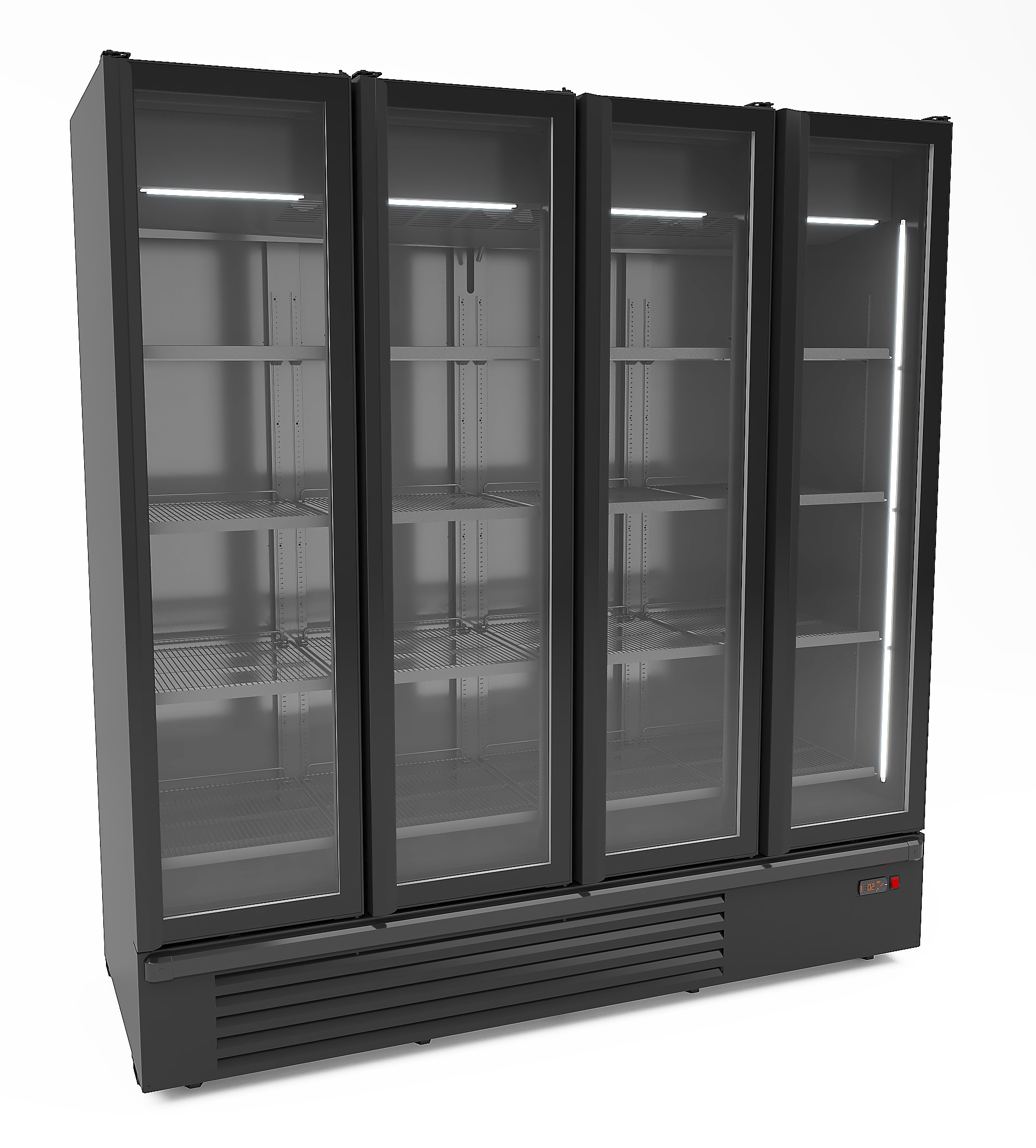 RÉFRIGÉRATEUR 4 PORTES EN VERRE NOIR 1850L COMBESTEEL 7072.1130