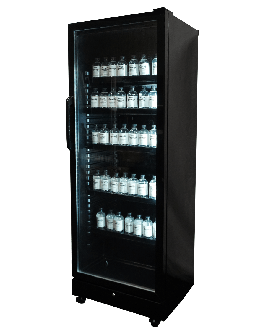 RÉFRIGÉRATEUR 1 PORTE EN VERRE NOIR SVE-450 BL COMBESTEEL 7086.0005