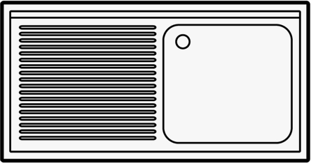 600 BLOC-ÉVIER ÉTAGÈRE DÉMONTABLE 1 À DROITE 1200 COMBISTEEL 7452.0405