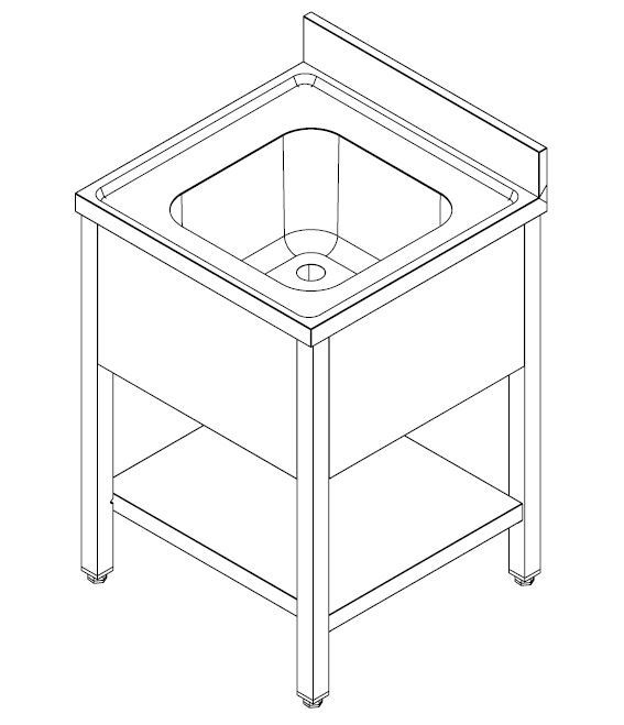 700 BLOC-ÉVIER ÉTAGÈRE DÉMONTABLE 1 CENTRE 700 COMBESTEEL 7452.0420