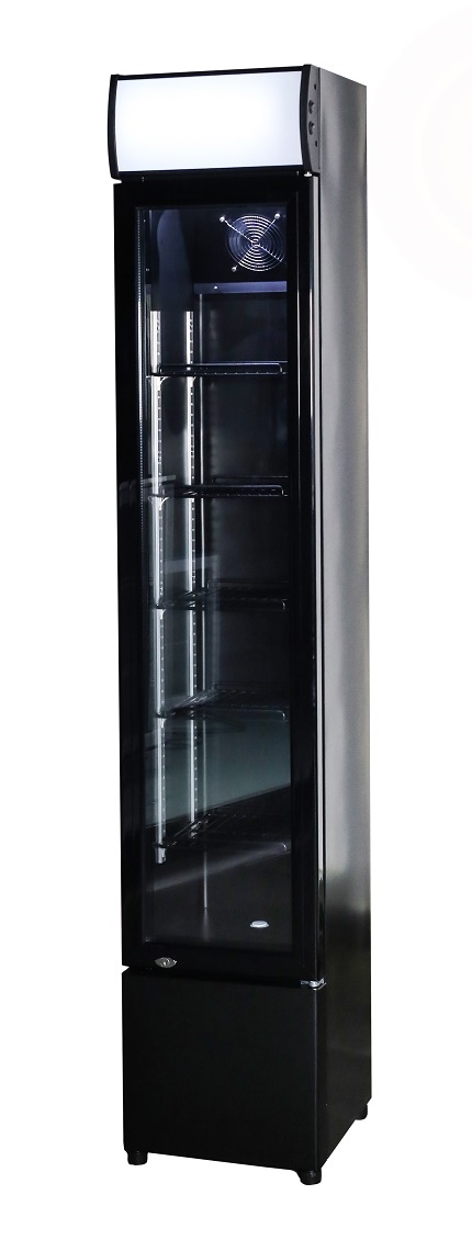 RÉFRIGÉRATEUR PORTE EN VERRE ÉTROIT NOIR COMBESTEEL 7455.1384