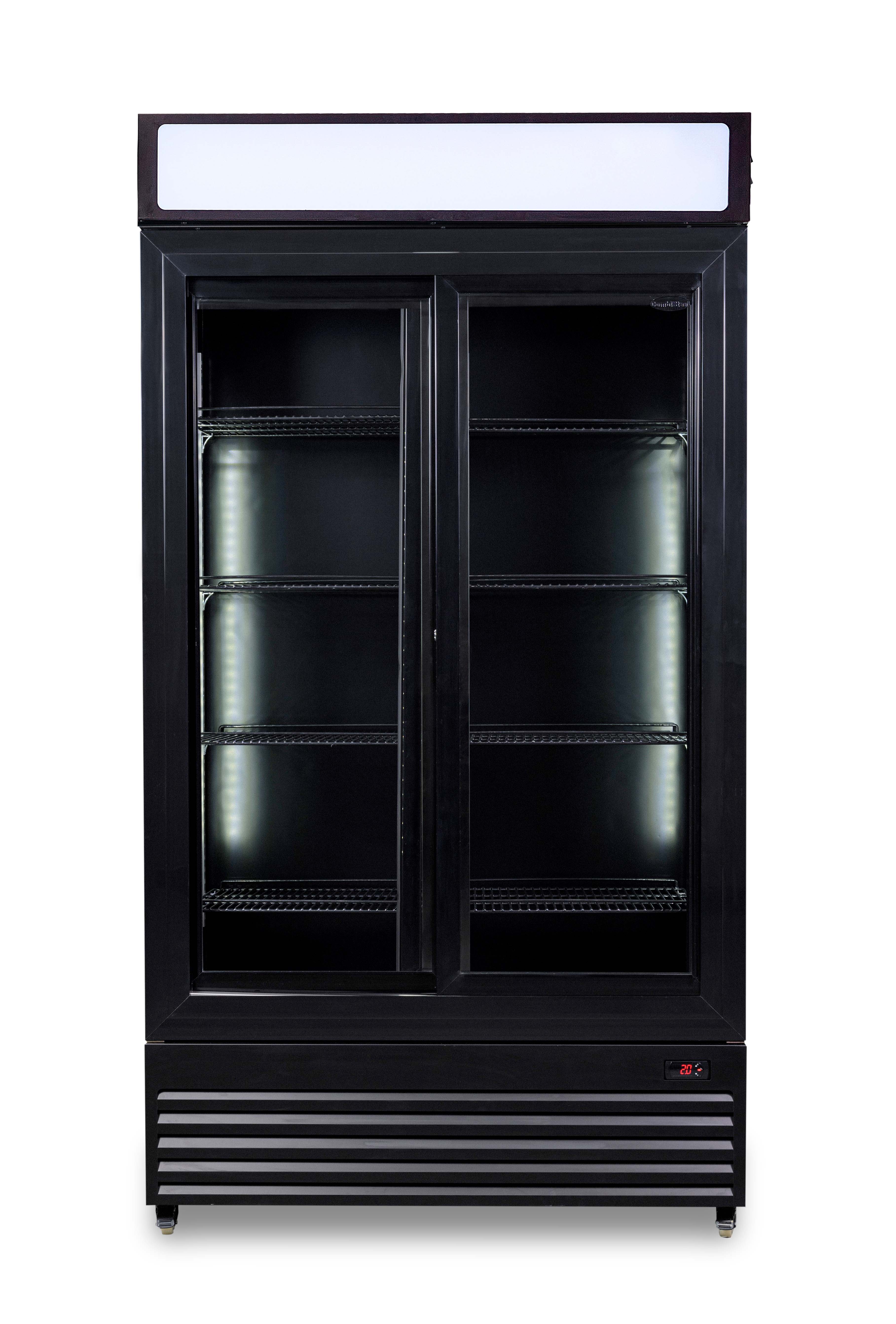 RÉFRIGÉRATEUR AVEC PORTES COULISSANTES EN VERRES BEZ-780 SL NOIR COMBESTEEL 7455.1398
