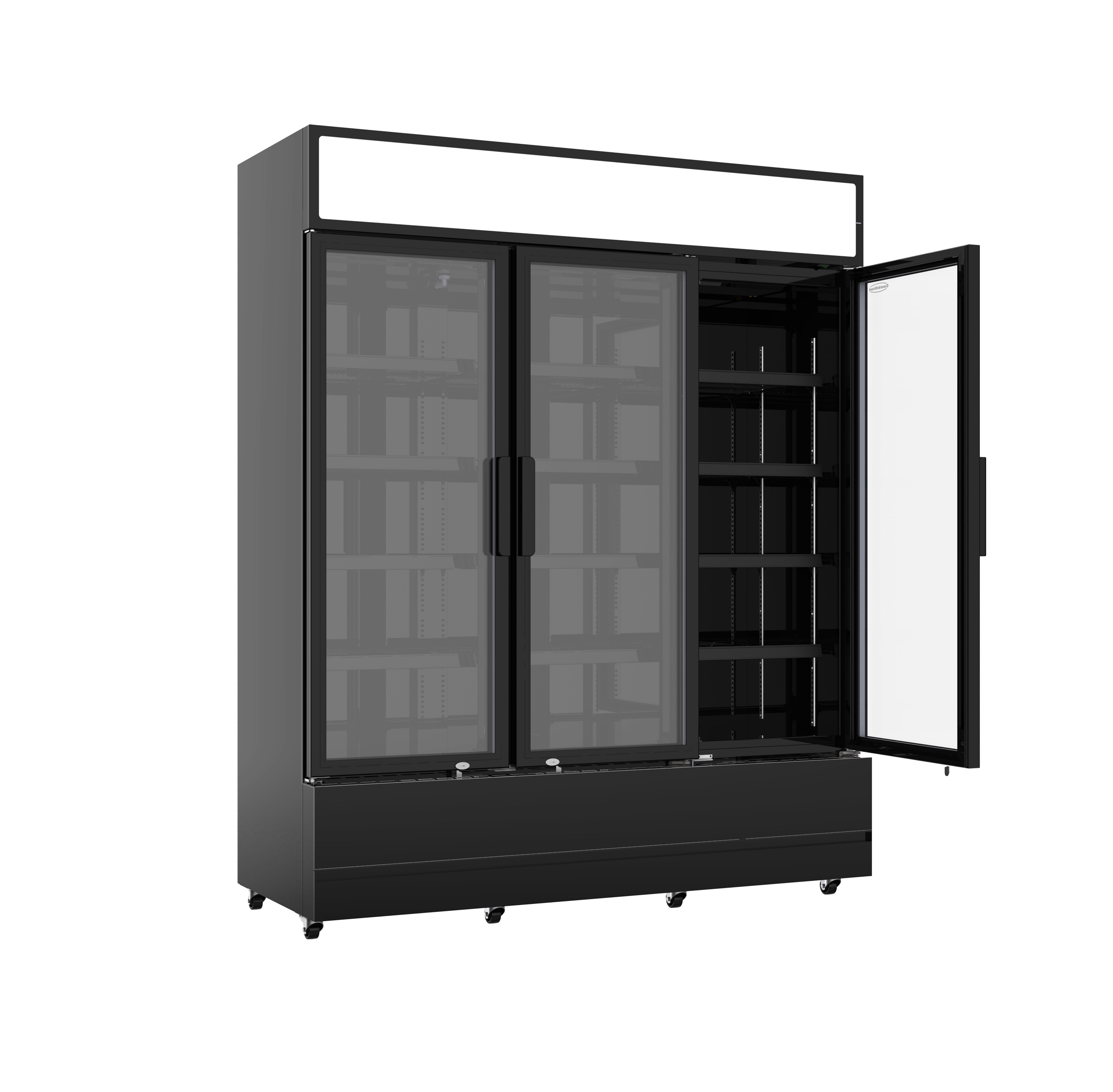 RÉFRIGÉRATEUR 3 PORTES EN VERRE NOIR FCU-1200 BL COMBESTEEL 7455.2115