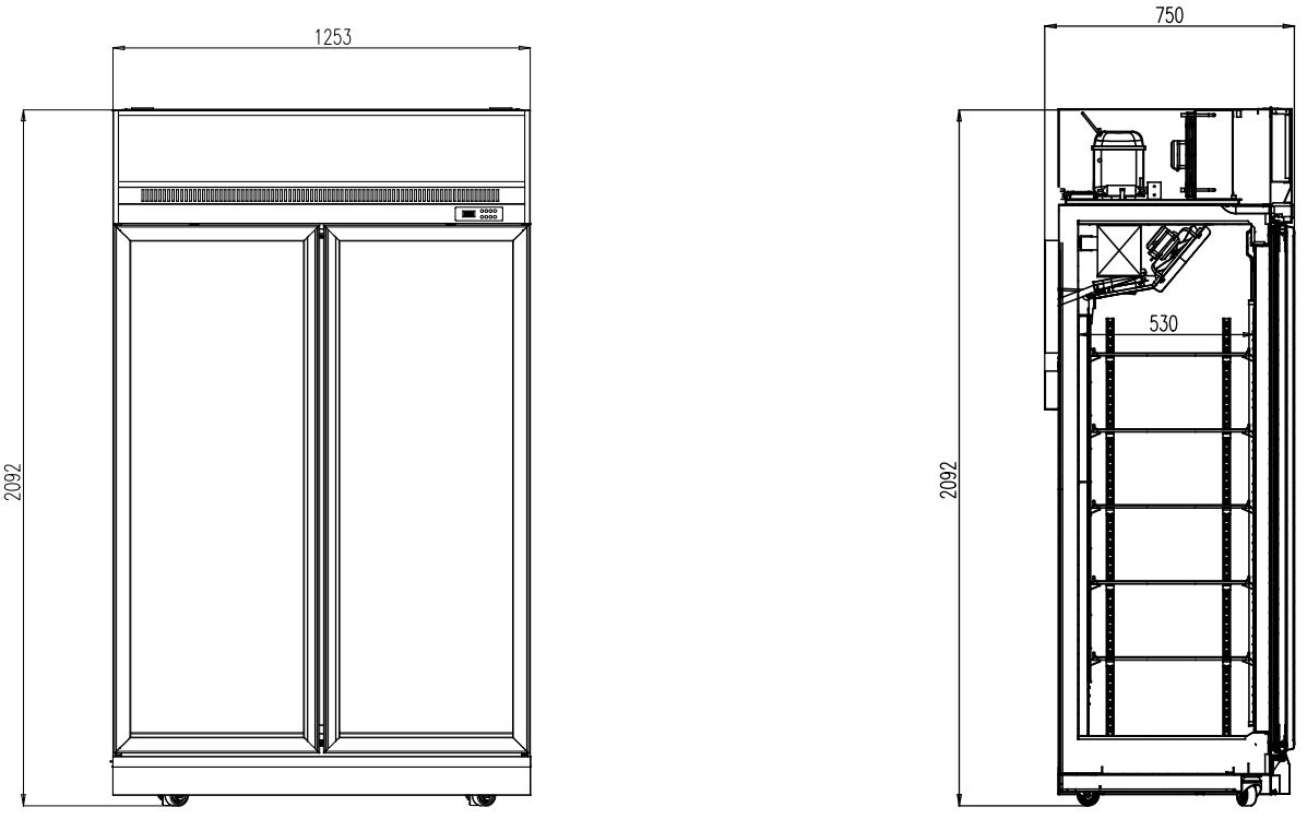 CONGÉLATEUR 2 PORTES EN VERRE NOIR INS-1000F BL COMBESTEEL 7455.2425