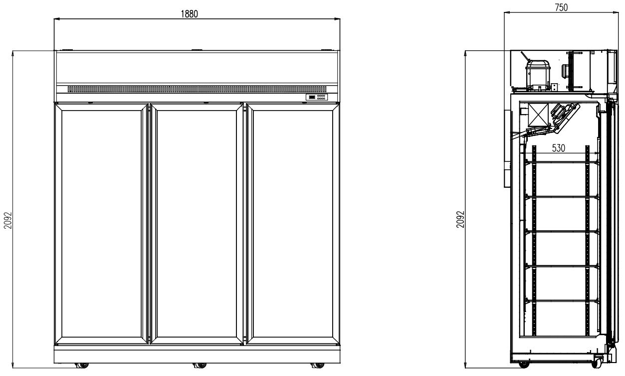 CONGÉLATEUR 3 PORTES EN VERRE INS-1530F COMBESTEEL 7455.2430