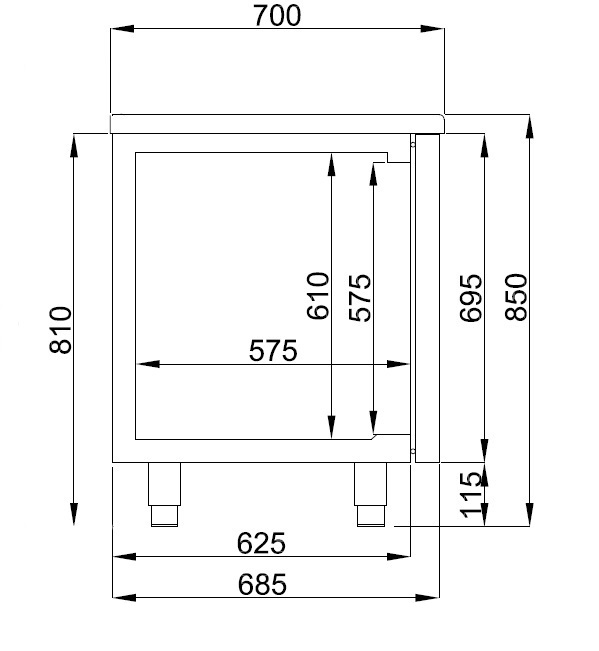 700 TABLE CONGÉLATEUR 2 PORTES MONOBLOCK ENERGY LINE COMBESTEEL 7489.5130