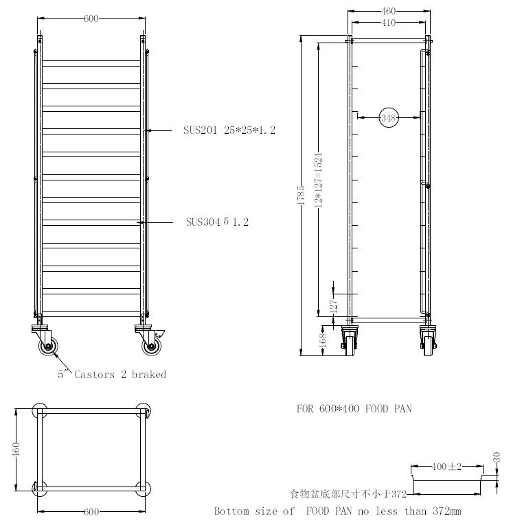 CHARIOTS DE DÉBRASSAGE DÉMONTABLE EN 600x400 COMBISTEEL 7490.0255