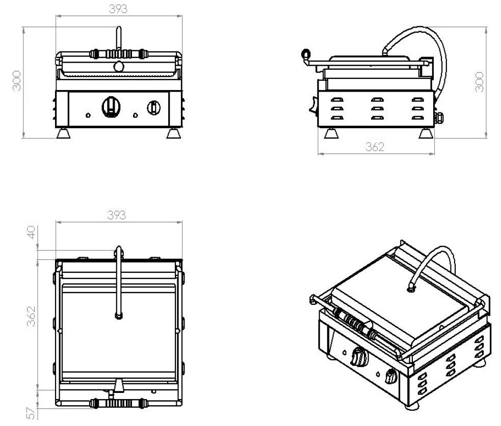 GRILLE DE CONTACT PANINI LISSE/RAINURÉ COMBISTEEL 7491.0010