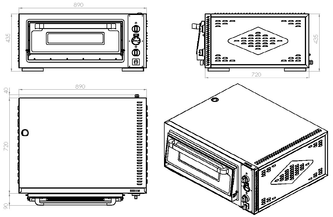 ELEC. FOUR À PIZZA MONO 1 X 4 COMBESTEEL 7491.1015