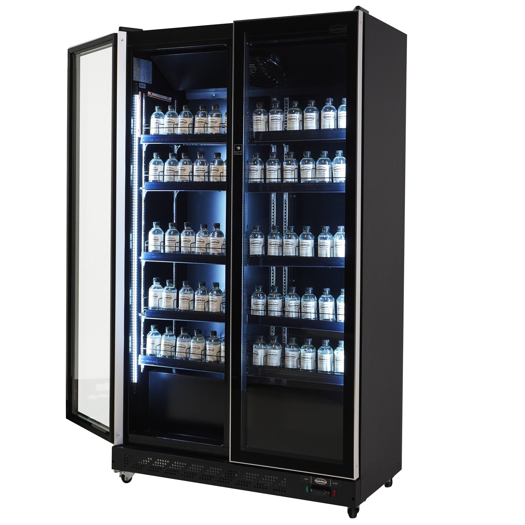 RÉFRIGÉRATEUR 2 PORTES EN VERRE NOIR COMBESTEEL 7526.0010