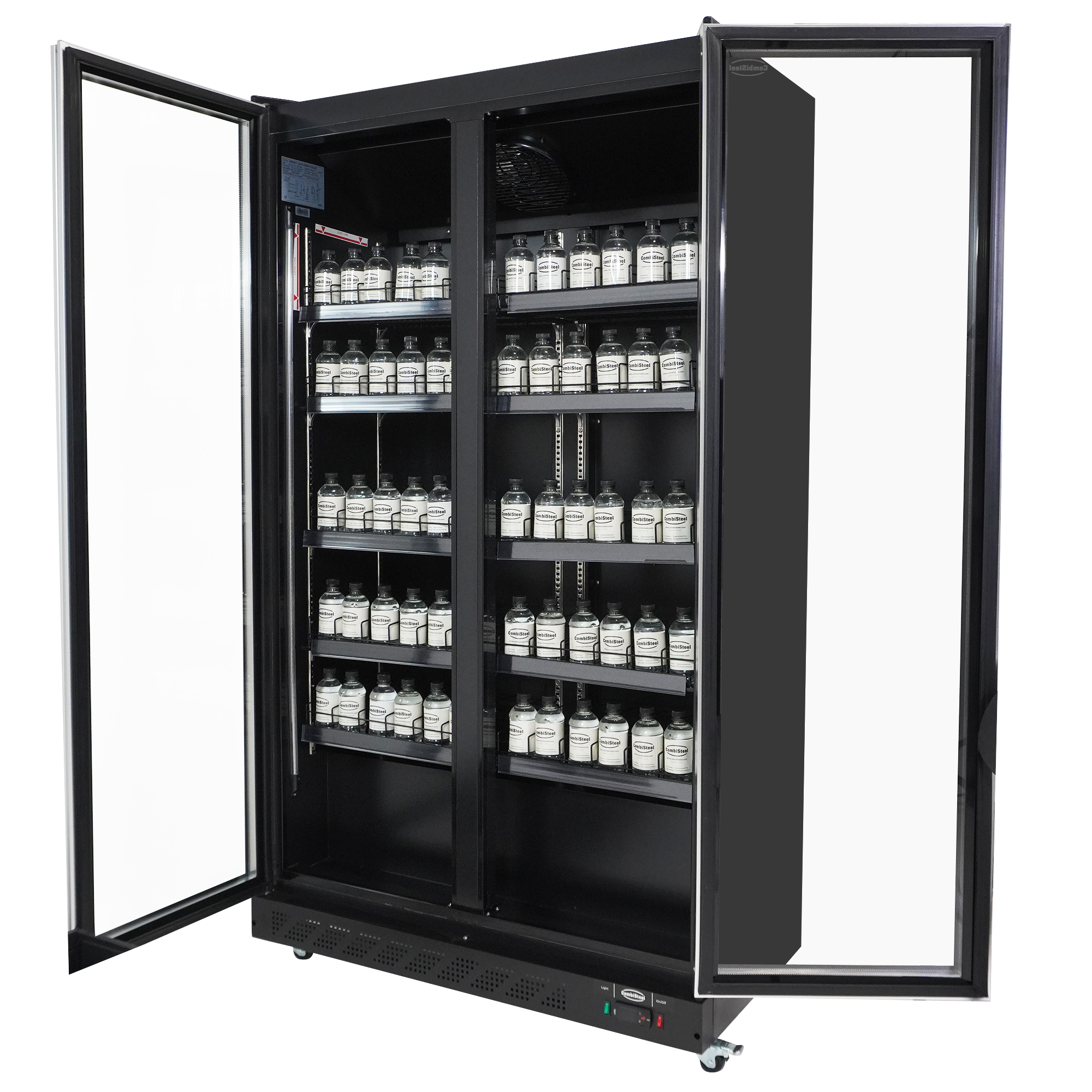 RÉFRIGÉRATEUR 2 PORTES EN VERRE NOIR COMBESTEEL 7526.0010