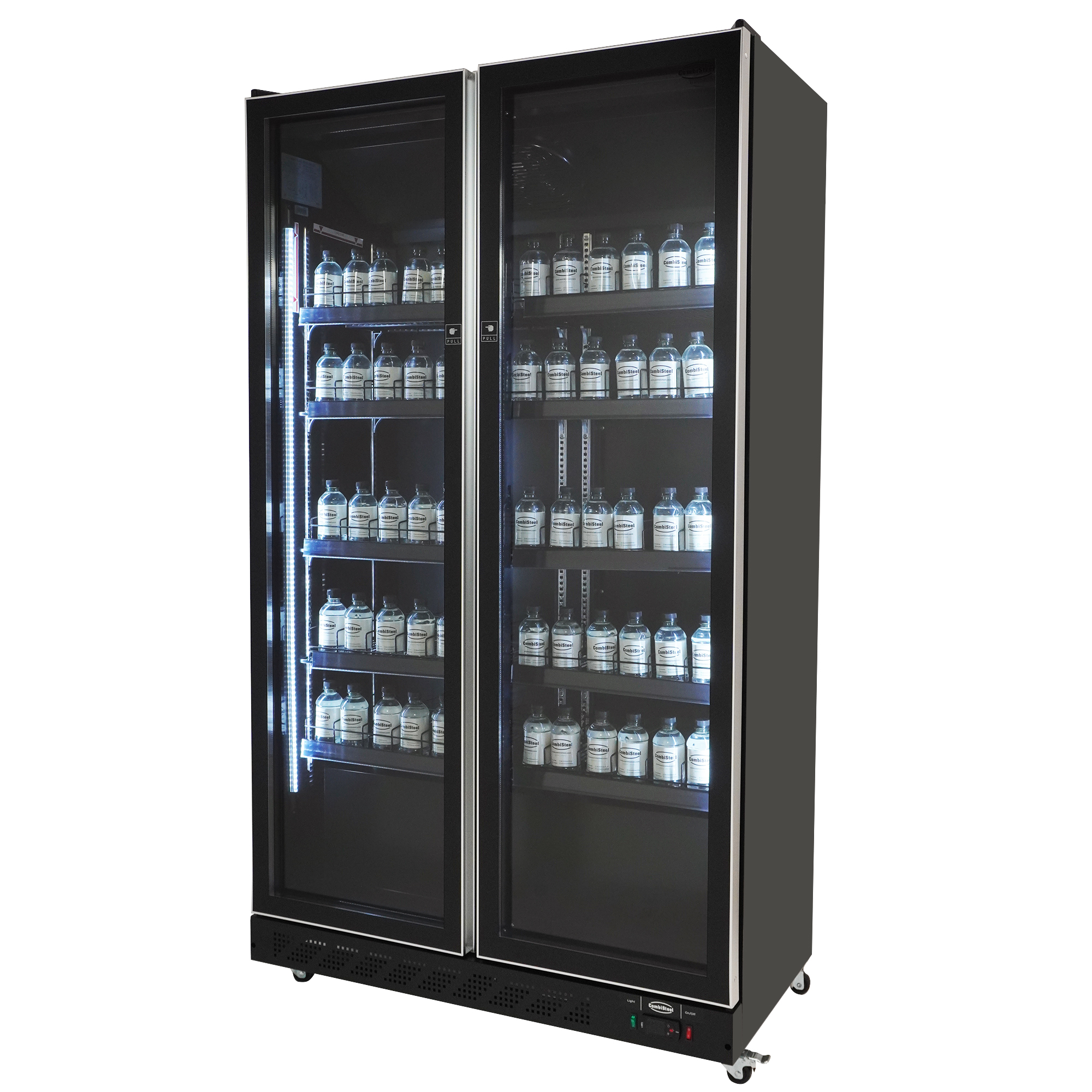 RÉFRIGÉRATEUR 2 PORTES EN VERRE NOIR COMBESTEEL 7526.0010