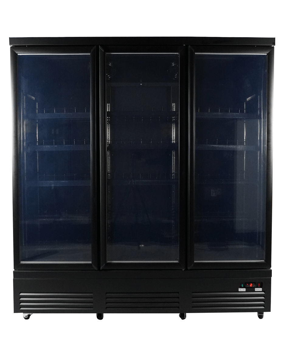 RÉFRIGÉRATEUR 3 PORTES EN VERRE NOIR CEB-1600R BL COMBESTEEL 7526.0110