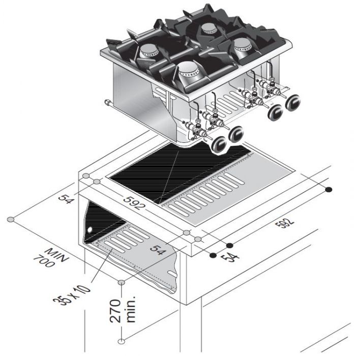 GAS RANGE 4 BU. 14KW