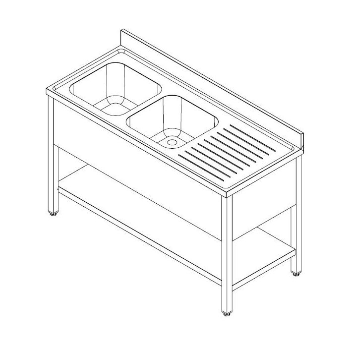 700 SINK UNIT SHELF FLAT PACKED 2 LEFT 1600