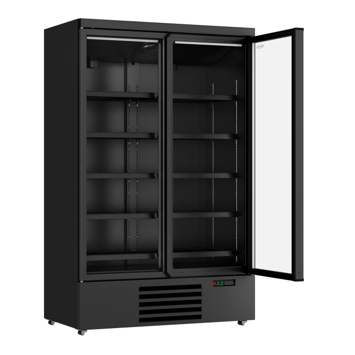 KOELKAST 2 GLASDEUREN ZWART JDE-1000R BL
