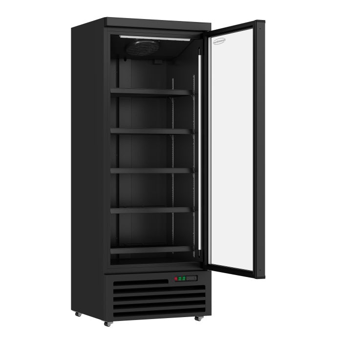 KOELKAST 1 GLASDEUR ZWART JDE-600R BL