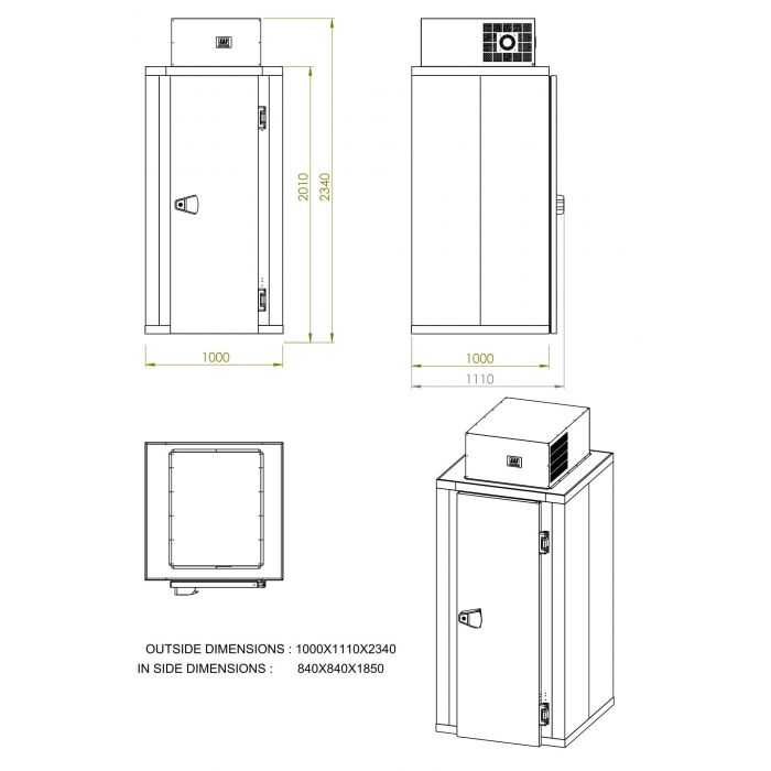 MINI CHAMBRE FRIGORIFIQUES INCL. UNITÉ TYPE NÉGATIF