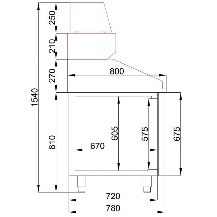 PIZZA COUNTER 2 DOORS 5 DRAWERS