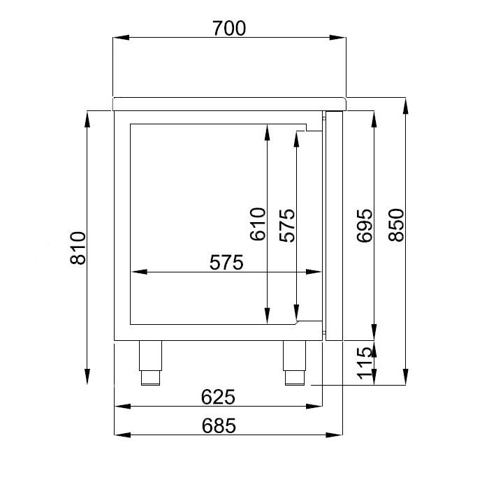 700 TABLE RÉFRIGÉRÉE 2 PORTES ET 4 TIROIRS MONOBLOCK ENERGY LINE