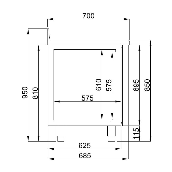 700 REFRIGERATED COUNTER UPSTAND 2 DOORS MONOBLOCK ENERGY LINE