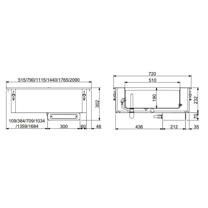 DROP-IN BAIN-MARIE UNIT 4/1 - MANUAL WATER FILLING