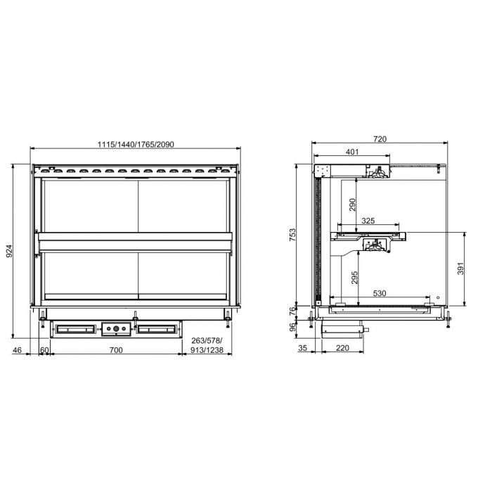 DROP-IN CUBIC HEATED CERAMIC DISPLAY - BLACK 4/1