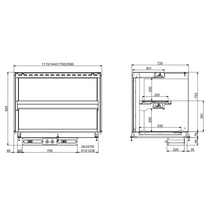 DROP-IN CUBIC HEATED CERAMIC DISPLAY WALL MODEL - BLACK 4/1