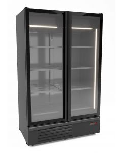 KÜHLSCHRANK 2 GLASTÜREN SCHWARZ 1200L