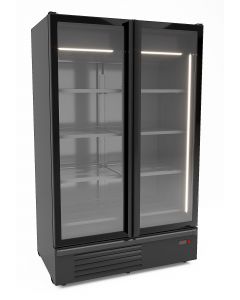 CONGÉLATEUR 2 PORTES EN VERRE NOIR 1230L