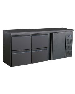 BARCOOLER BLACK 1 DOOR AND 4 DRAWERS