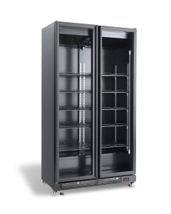 KOELKAST 2 GLASDEUREN ZWART NAP-850
