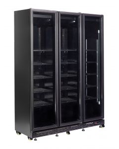 REFRIGERATOR 3 GLASS DOORS BLACK NAP-1200 HT - WITH DOOR HEATING