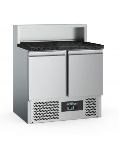 PIZZAWERKBANK 2 DEURS 5x1/6GN PAN ZWART GRANIET WERKBLAD